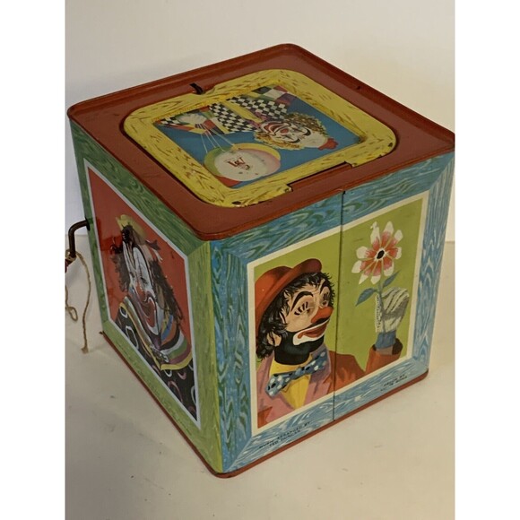 Vintage 1950s Mattel Metal Clown Wind Up Jack in the Box Toy READ - Picture 4 of 12